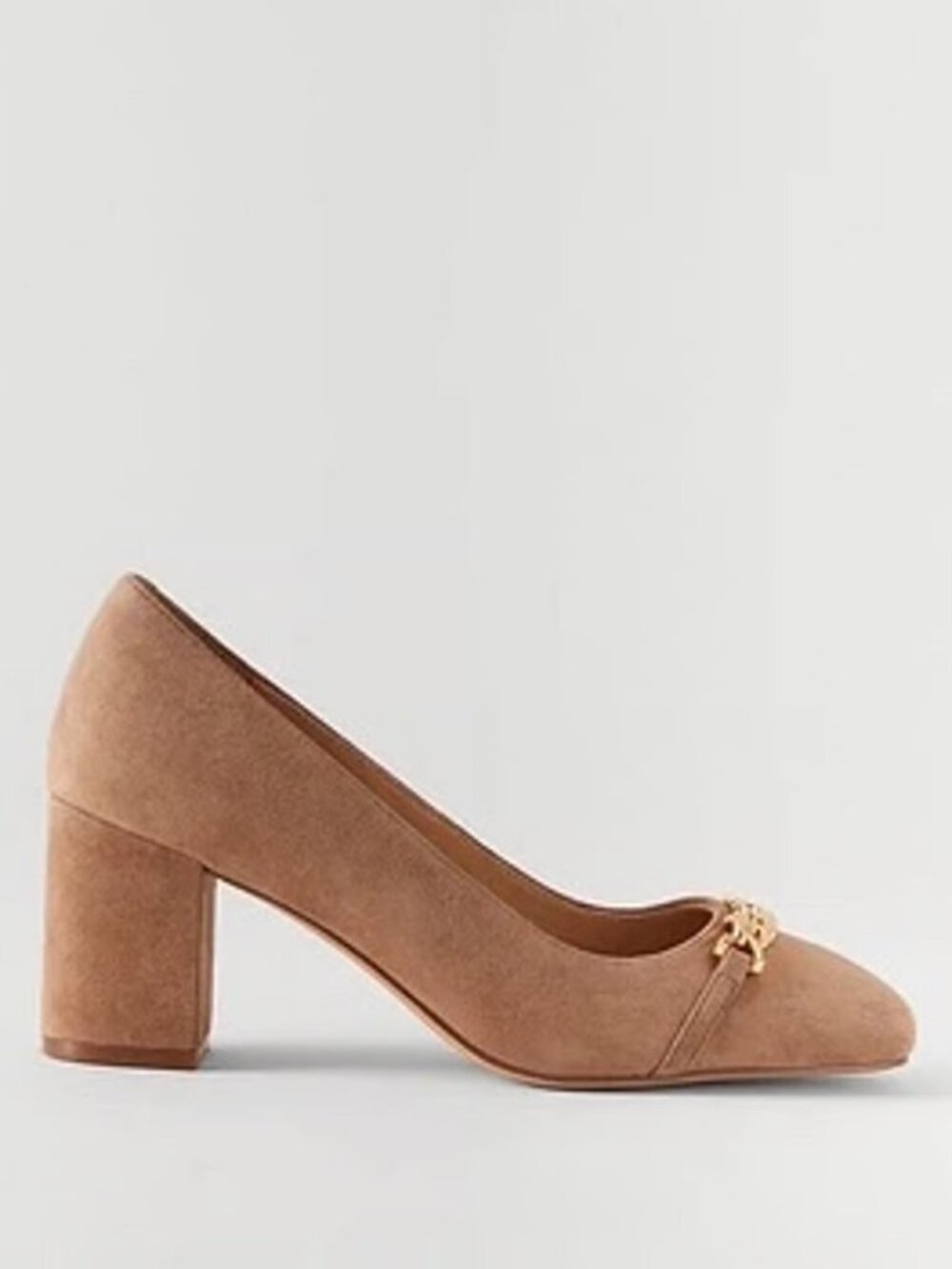 Ann Taylor Chain Suede Block Heel Pumps Womens 7.5